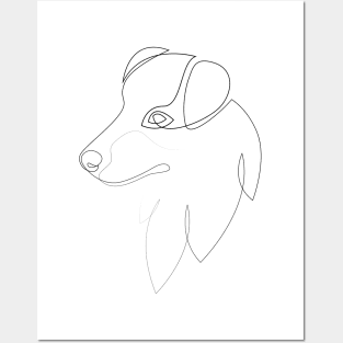 Australian Shepherd - one line drawing Posters and Art